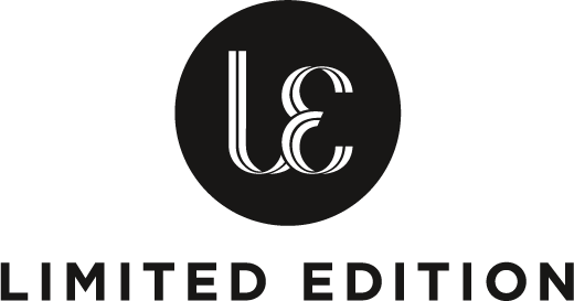 Black and white logo featuring a circular icon with the stylised letters “le” inside. Below the icon, the words “LIMITED EDITION” appear in bold, uppercase letters.
